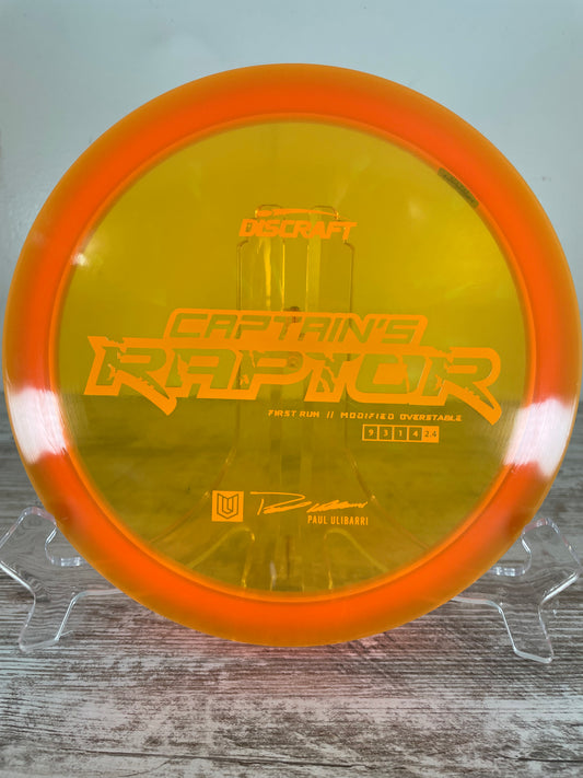 Discraft Captain's Raptor Ulibarri Special Z Orange 173g First Run Distance Driver