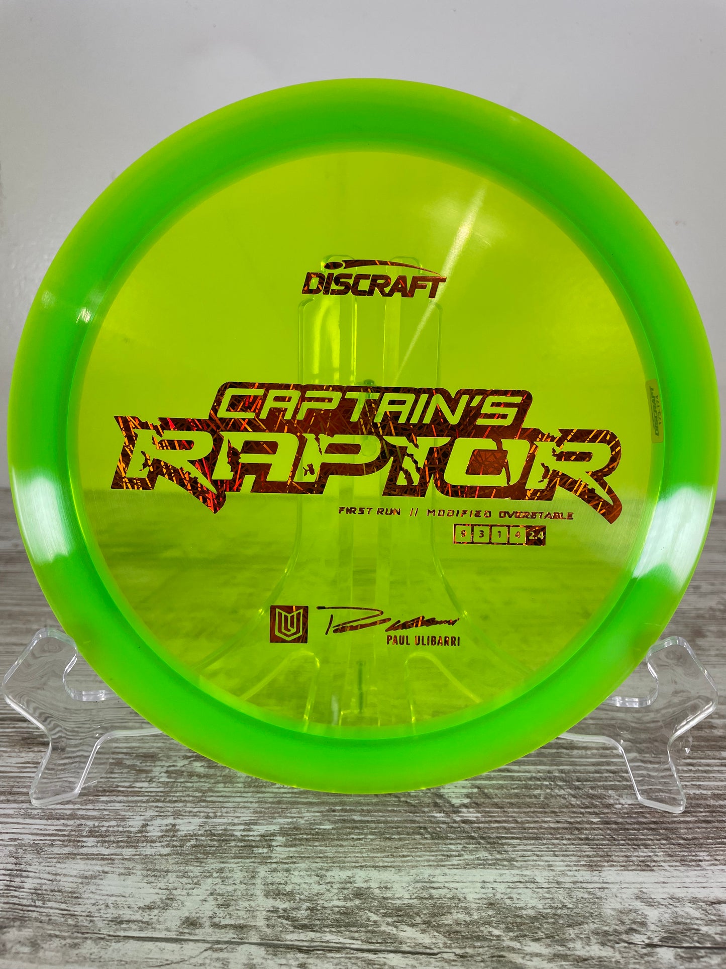 Discraft Captain's Raptor Ulibarri Special Z Green 173g First Run Distance Driver