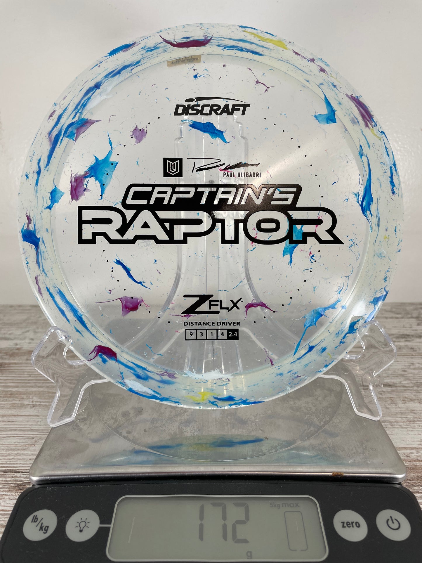 Discraft Captain's Raptor JB Z FLX 172g Blue Dominant w/ Black Foil Paul Ulibarri Limited Edition Distance Driver