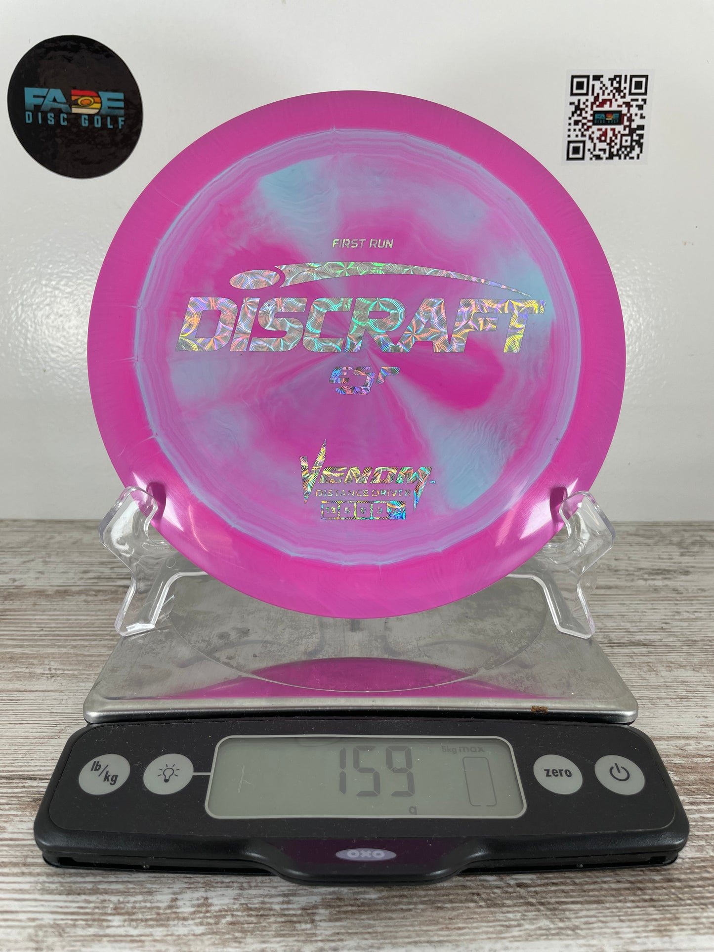 Discraft Venom First Run ESP Pink-Blue Swirl w/ Silver Hologram Foil 159g Distance Driver