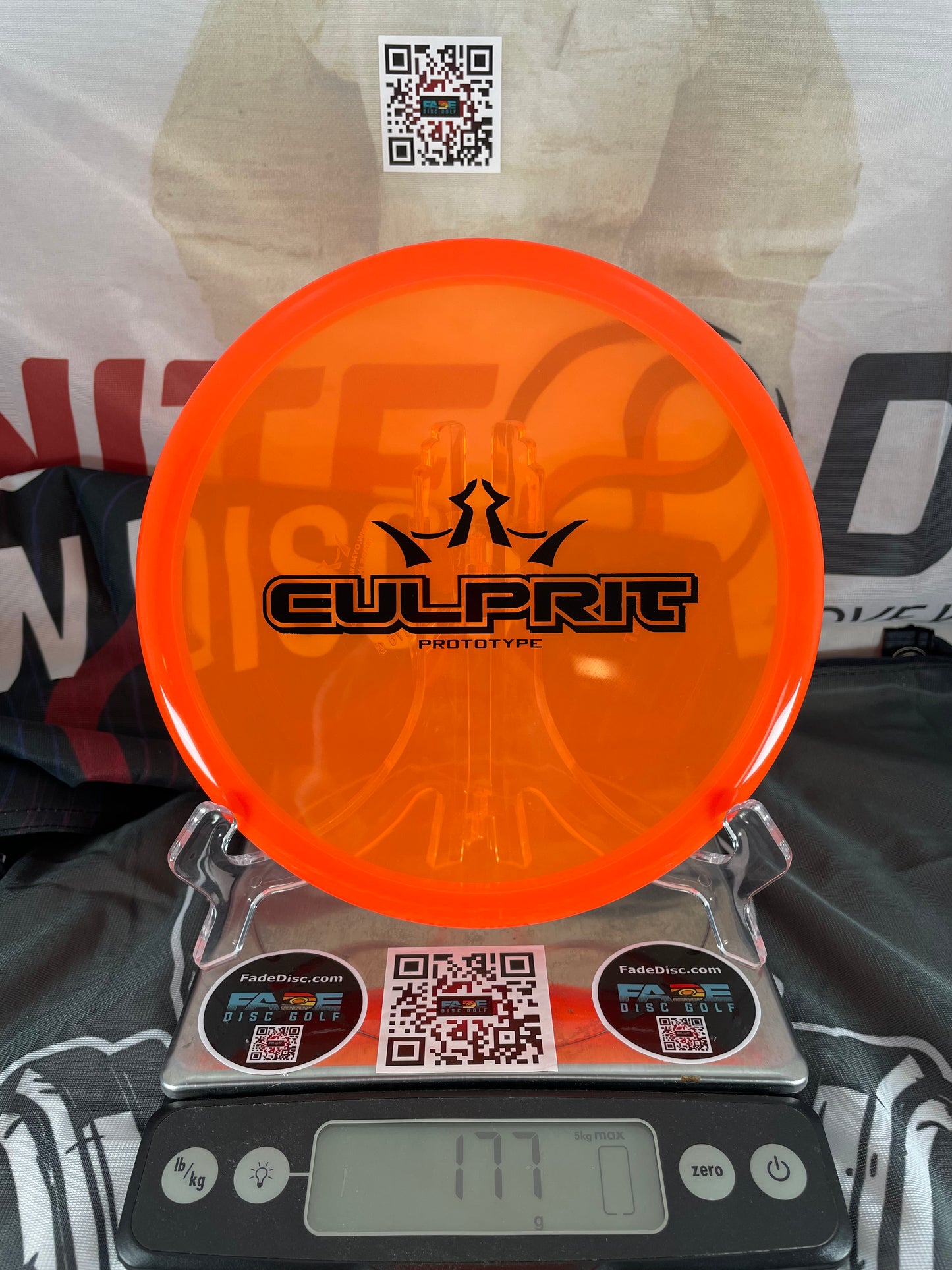 Dynamic Discs Culprit Prototype Lucid Ice 177g Orange w/ Black Foil Midrange