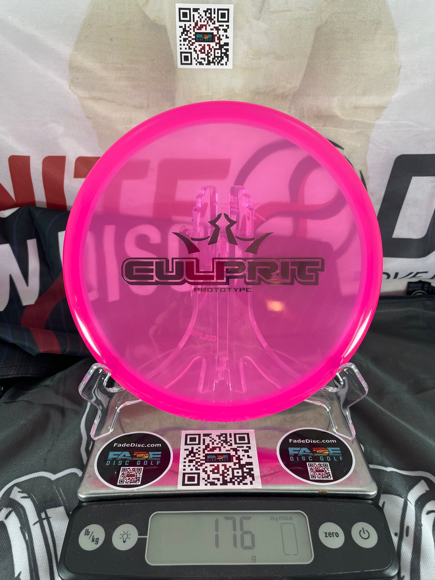 Dynamic Discs Culprit Prototype Lucid Ice 176g Pink w/ Silver Foil Midrange