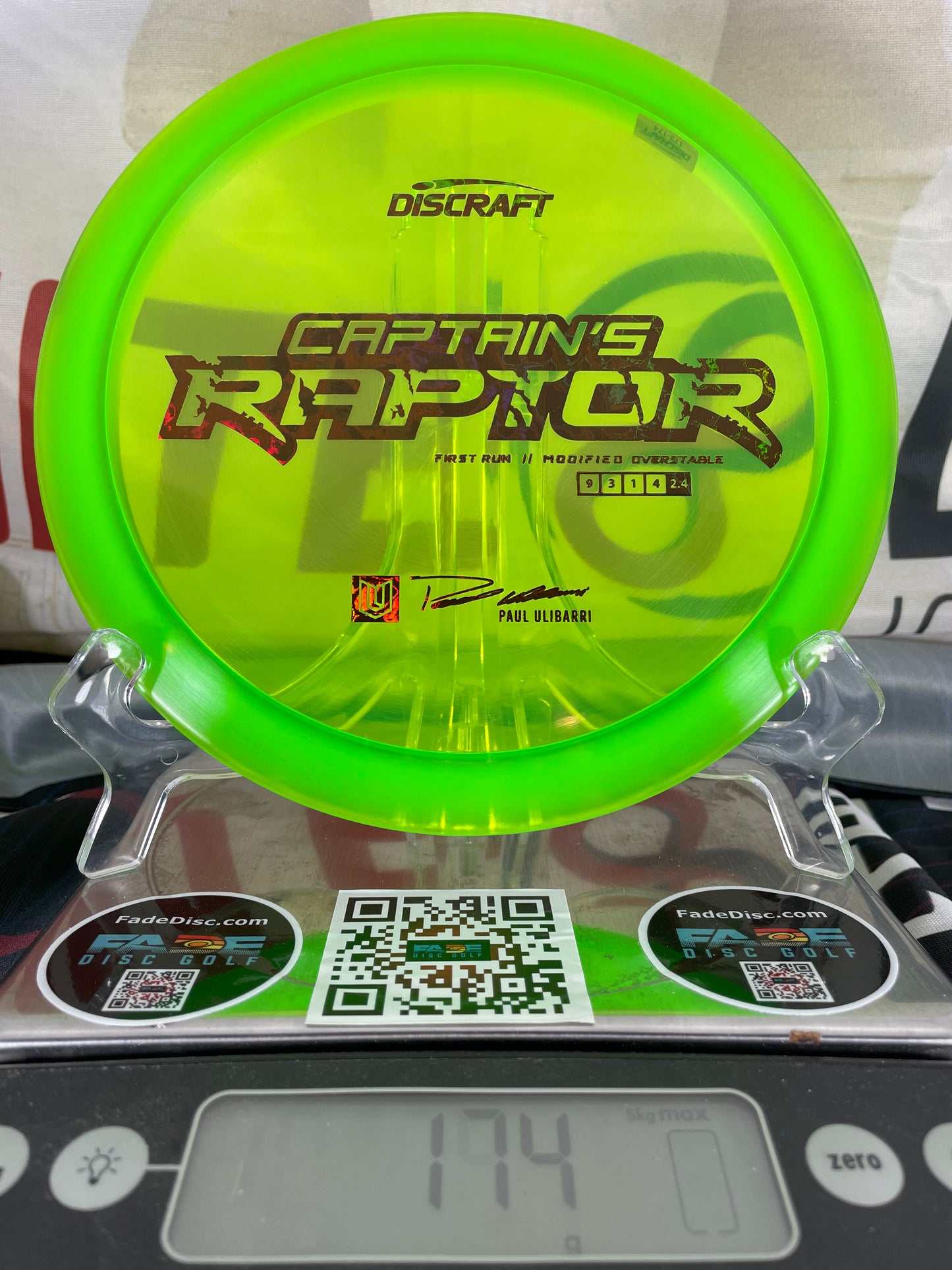 Discraft Captain's Raptor Ulibarri Special Z Green w/ Gold Hearts Foil 174g First Run Distance Driver