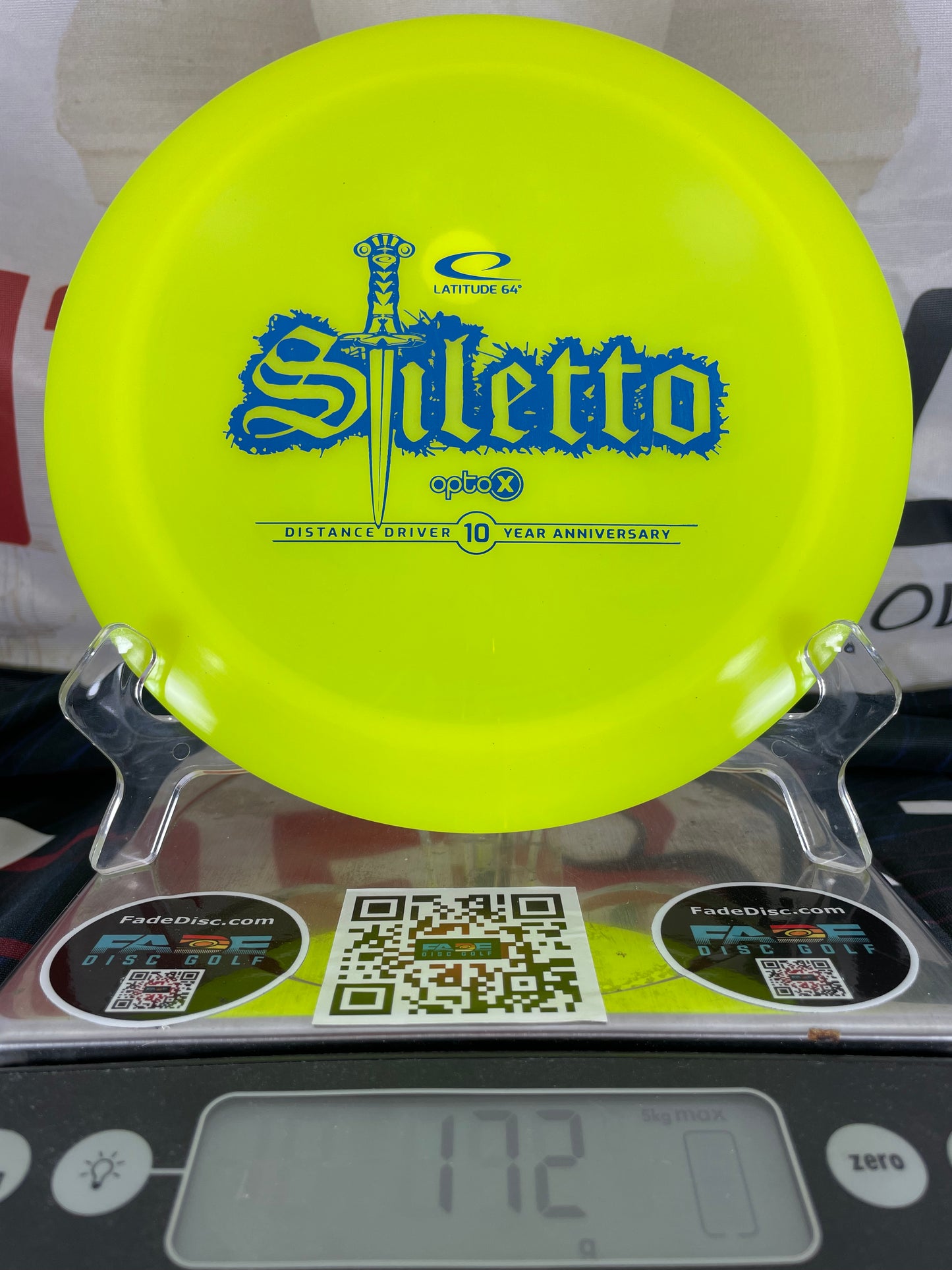 Latitude 64 Stiletto Opto-X Yellow 172g 10 Year Anniversary Distance Driver