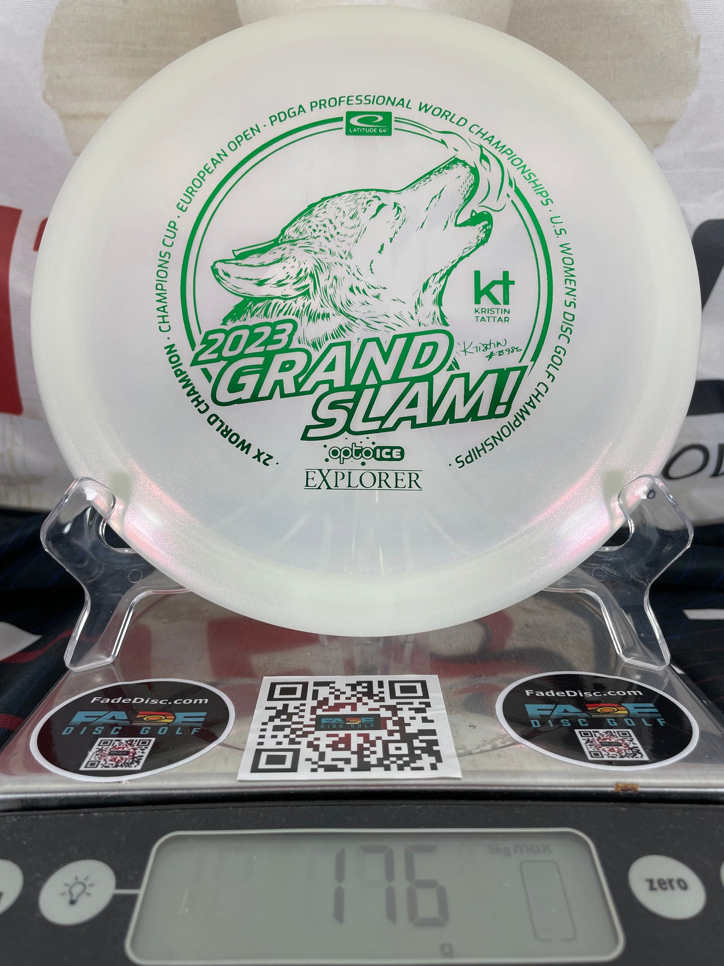 Latitude 64 Explorer Opto-Ice Glimmer 176g White w/ Green Foil Tattar Grand Slam Fairway Driver