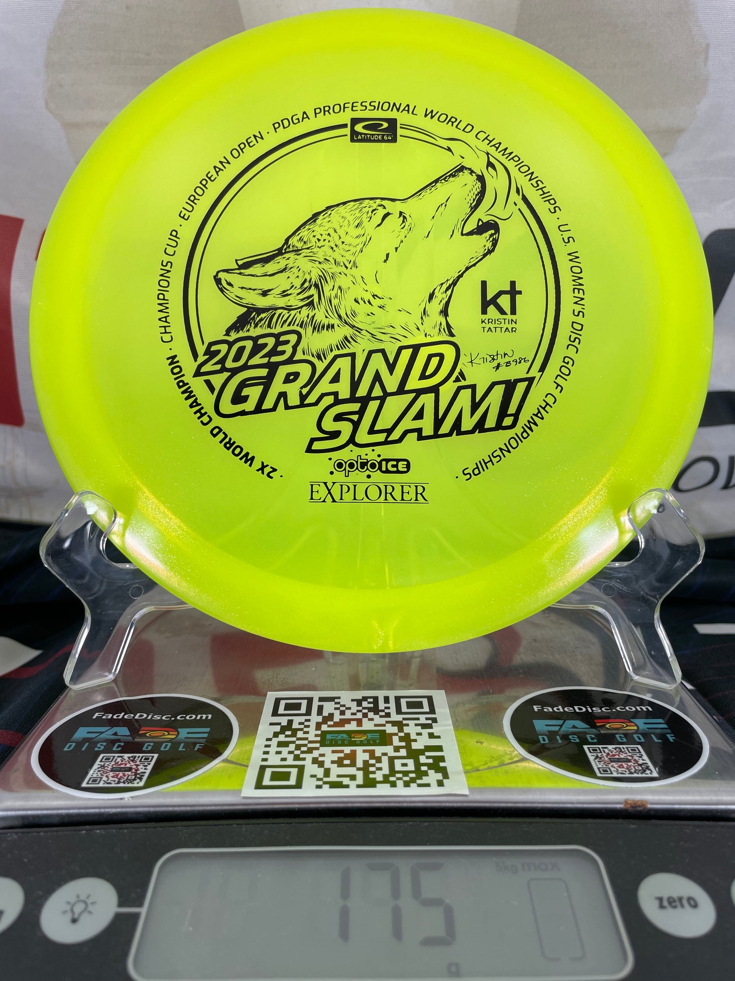 Latitude 64 Explorer Opto-Ice Glimmer 175g Yellow w/ Black Foil Tattar Grand Slam Fairway Driver