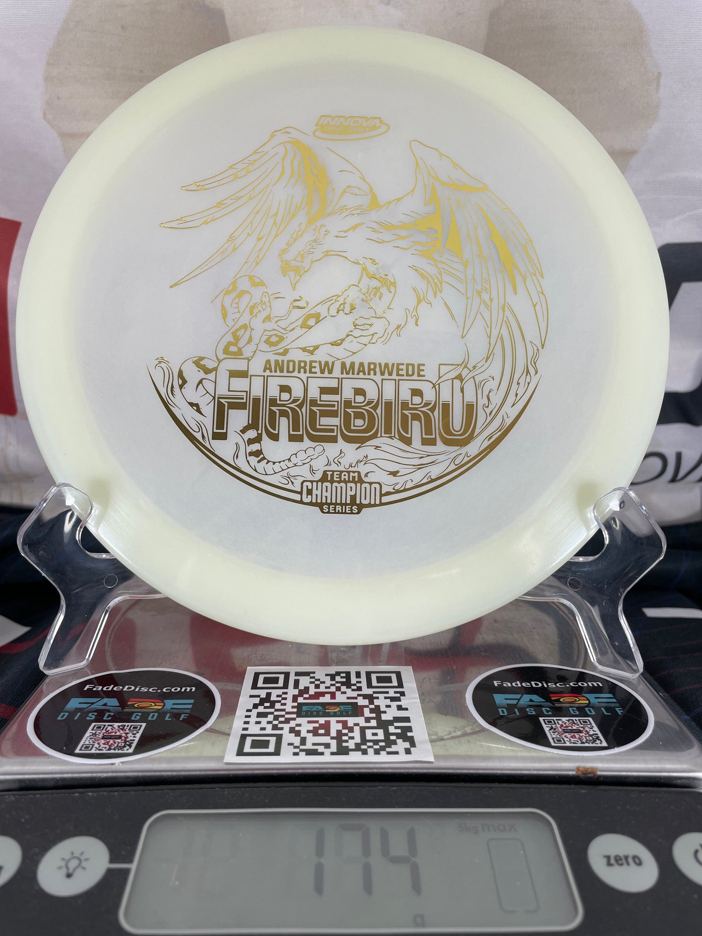 Innova Firebird Champion Glow 174g White w/ Gold Foil Marwede Team Series Distance Driver