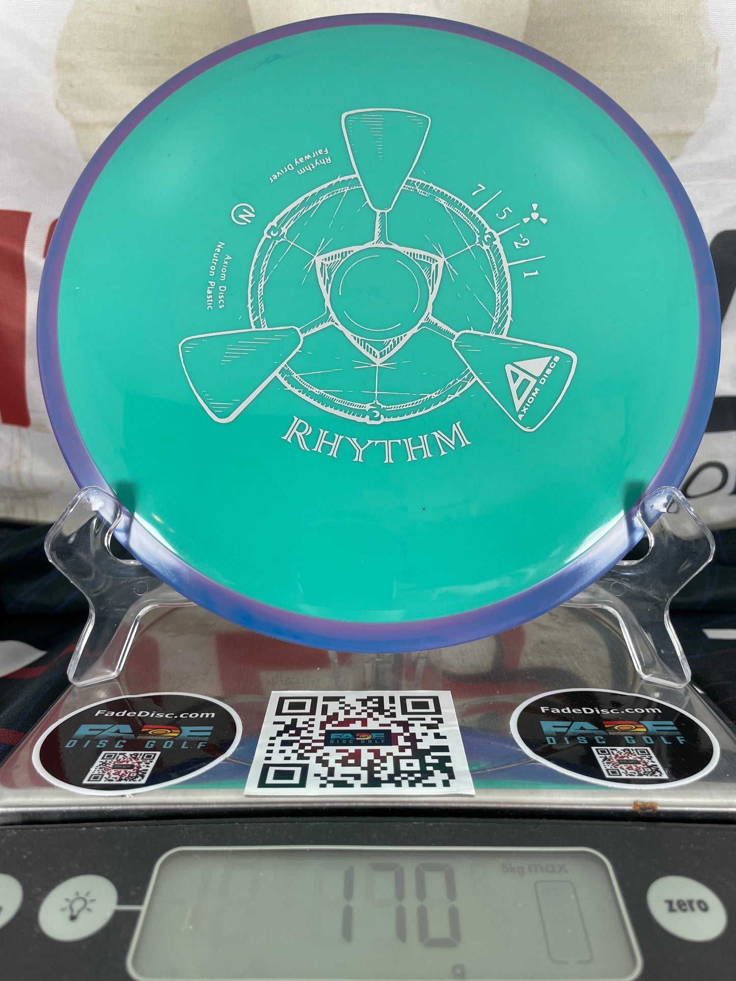 Axiom Rhythm Neutron 170g Teal w/ Purple Swirl Rim Fairway Driver