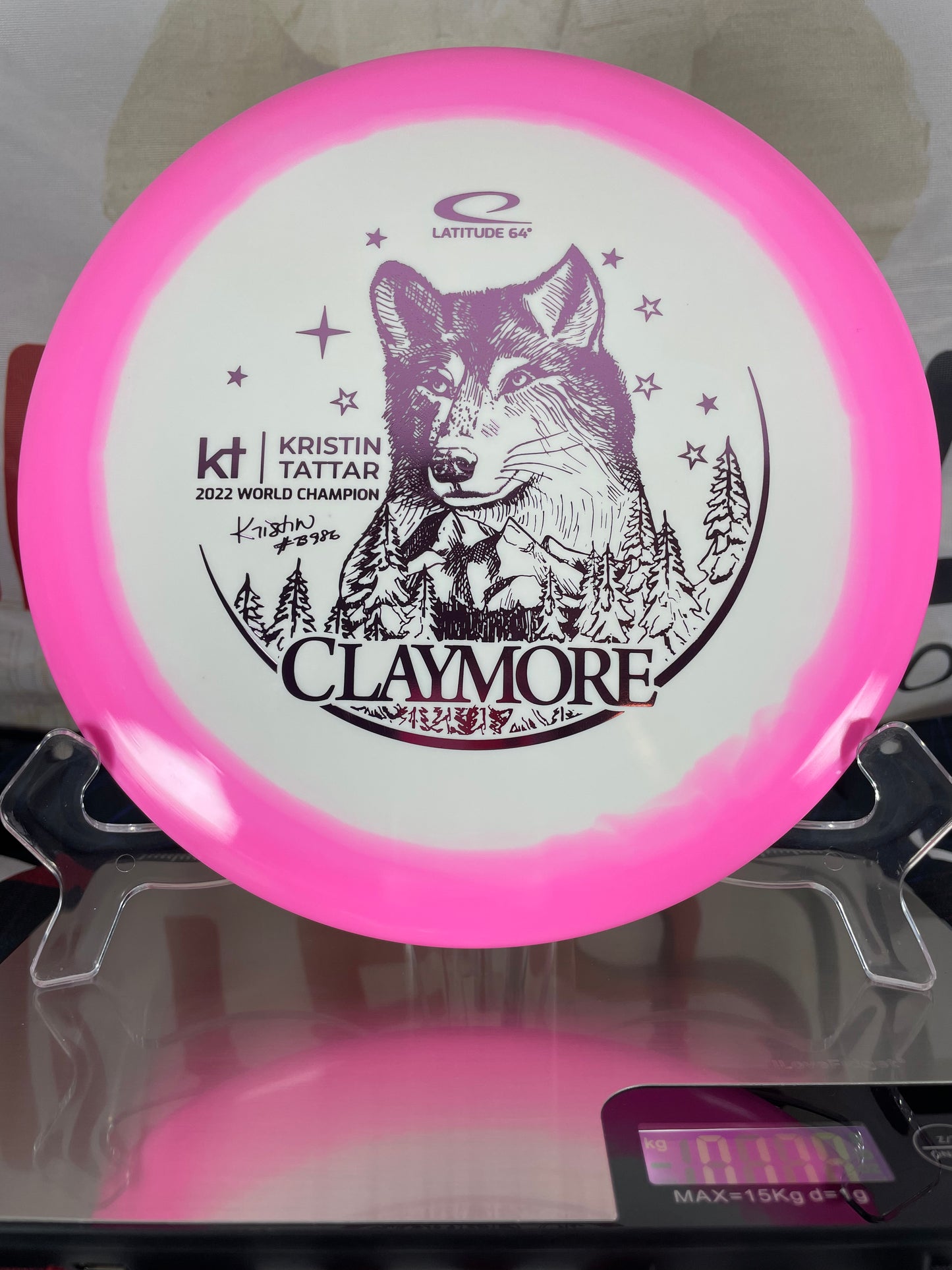 Latitude 64 Claymore Gold Orbit 177g White w/ Pink Swirl Rim w/ Pink Foil Tattar Midrange