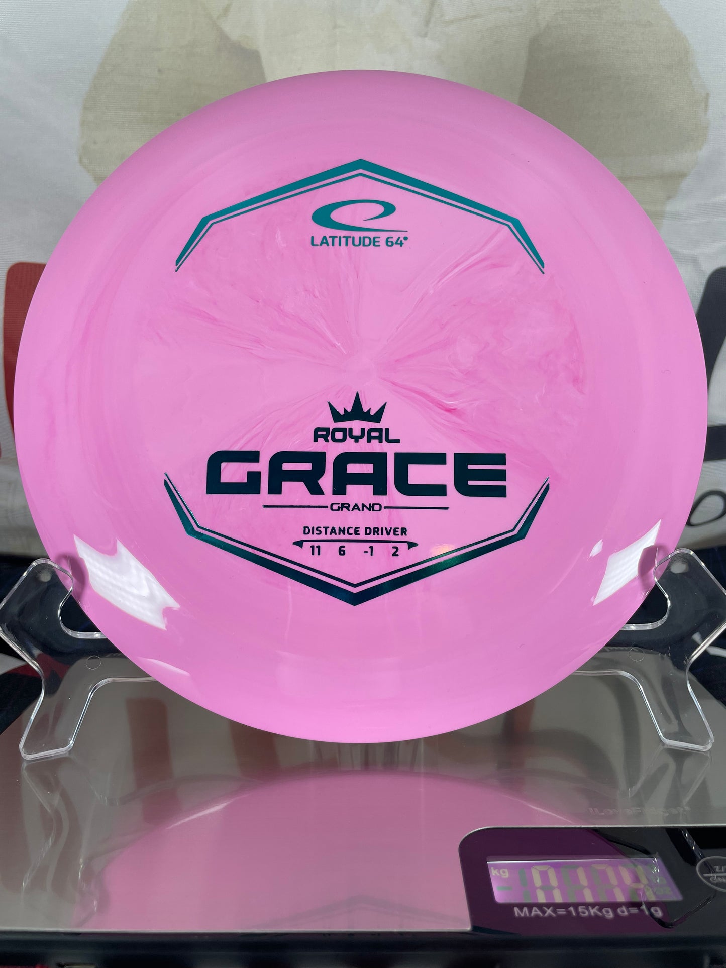 Latitude 64 Grace Royal Grand 174g Pink Swirl w/ Teal Foil Distance Driver