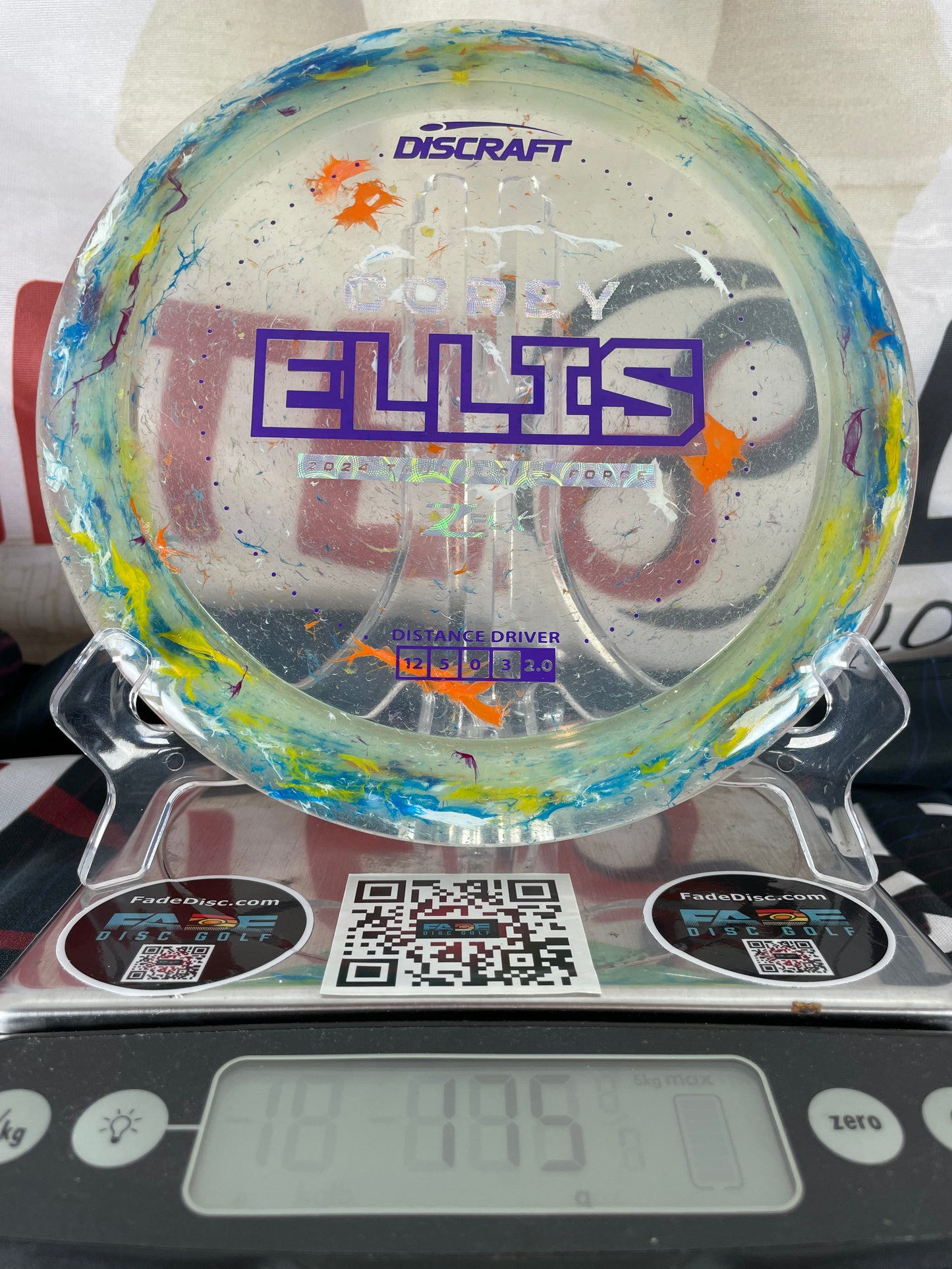 Discraft Force Jawbreaker Z FLX 175g Blue-Yellow w/ Silver-Purple Foil Ellis Tour Series Distance Driver