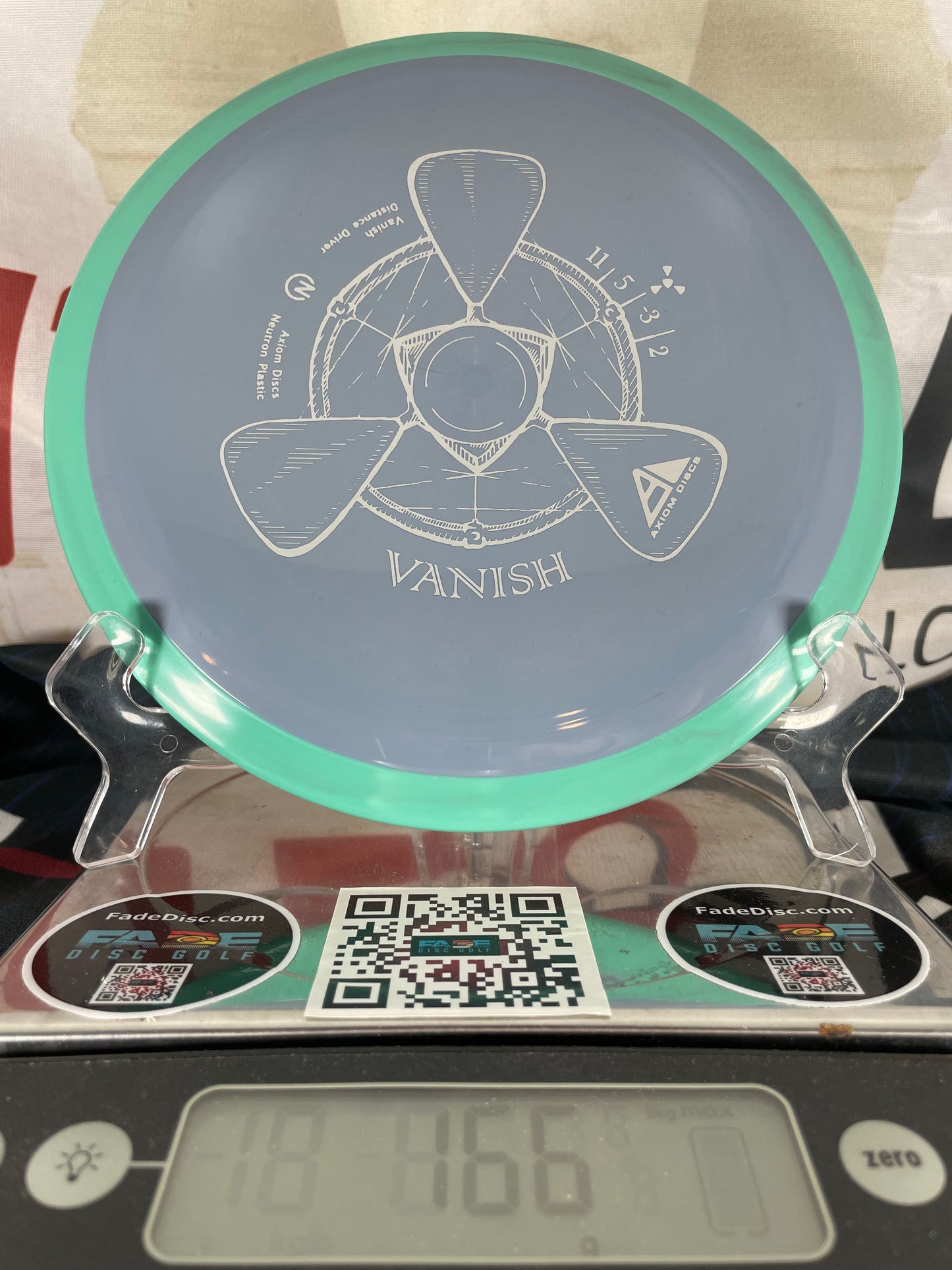 Axiom Vanish Neutron 166g Blue w/ Teal Swirly Rim Distance Driver