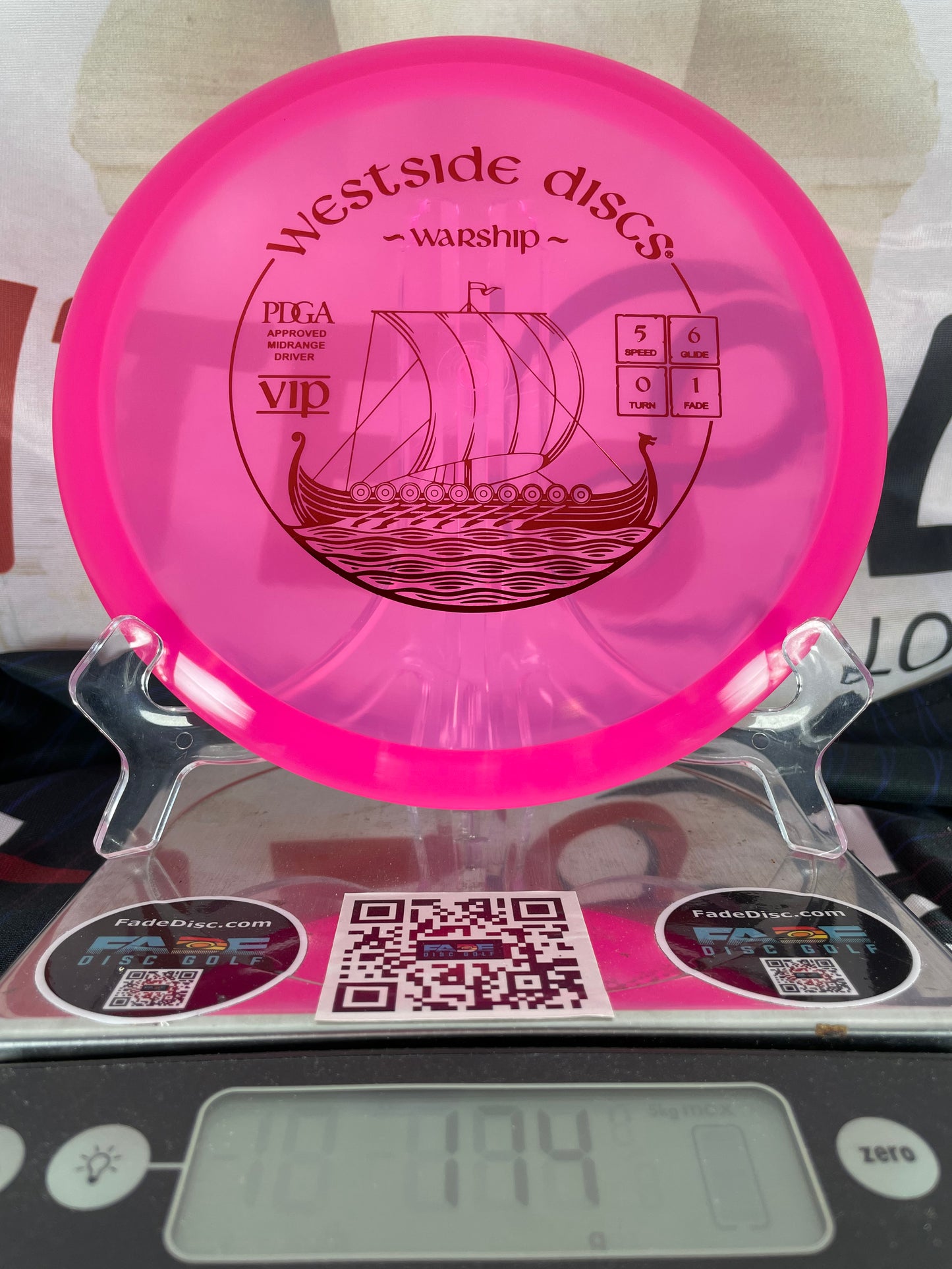 Westside Warship VIP 173g Pink w/ Red Foil Midrange