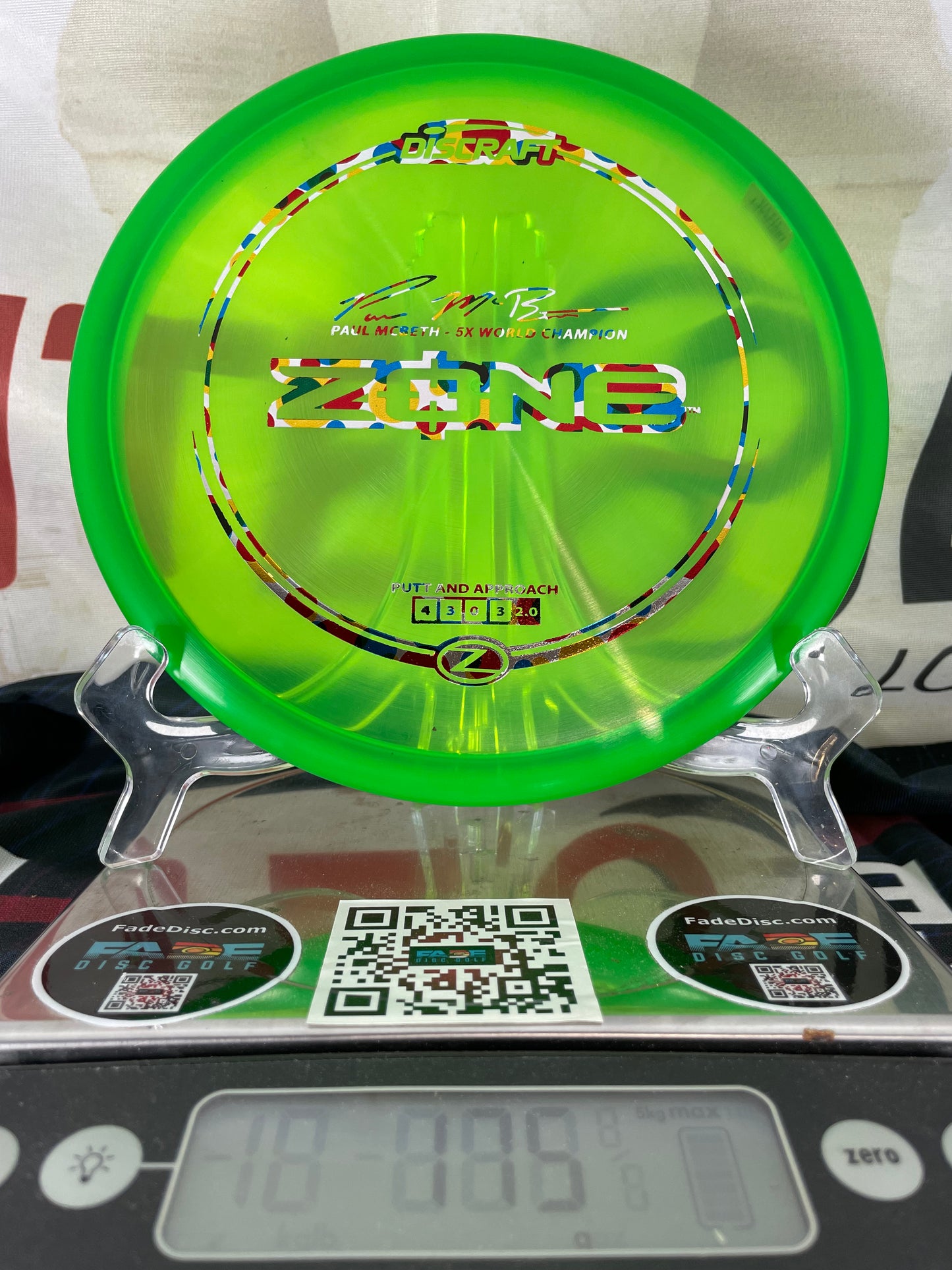 Discraft Zone Z Line Green w/ Wonderbread Foil 175g Putter