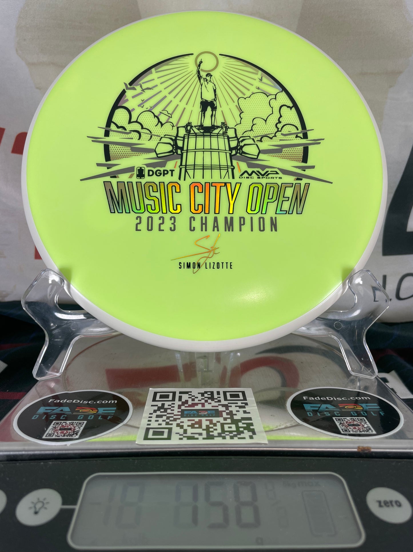 Axiom Proxy Fission 158g Neon Yellow w/ White Rim Lizotte Music City Open Champion Putter