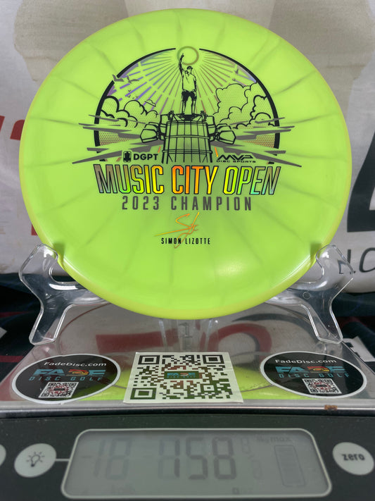 Axiom Proxy Fission 158g Green w/ Gray Veins and Yellow Rim Lizotte Music City Open Champion Putter