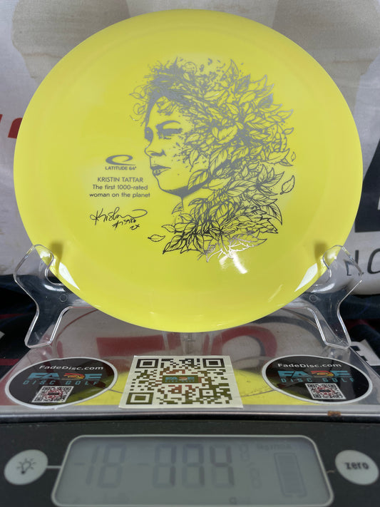 Latitude 64 Grace Grand Burst 174g Sunburst Yellow Swirl w/ Silver Foil Tattar 1000 Rated Distance Driver