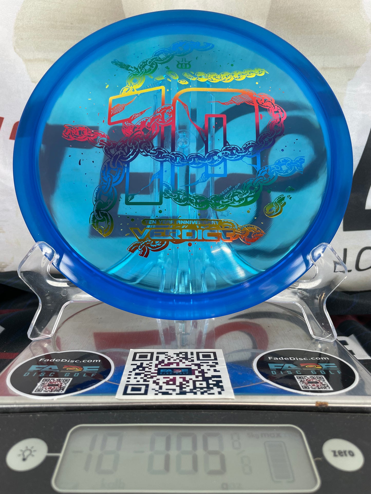Dynamic Discs Verdict Lucid Ice 175g Blue w/ Rainbow Foil 10 Year Anniversary Midrange