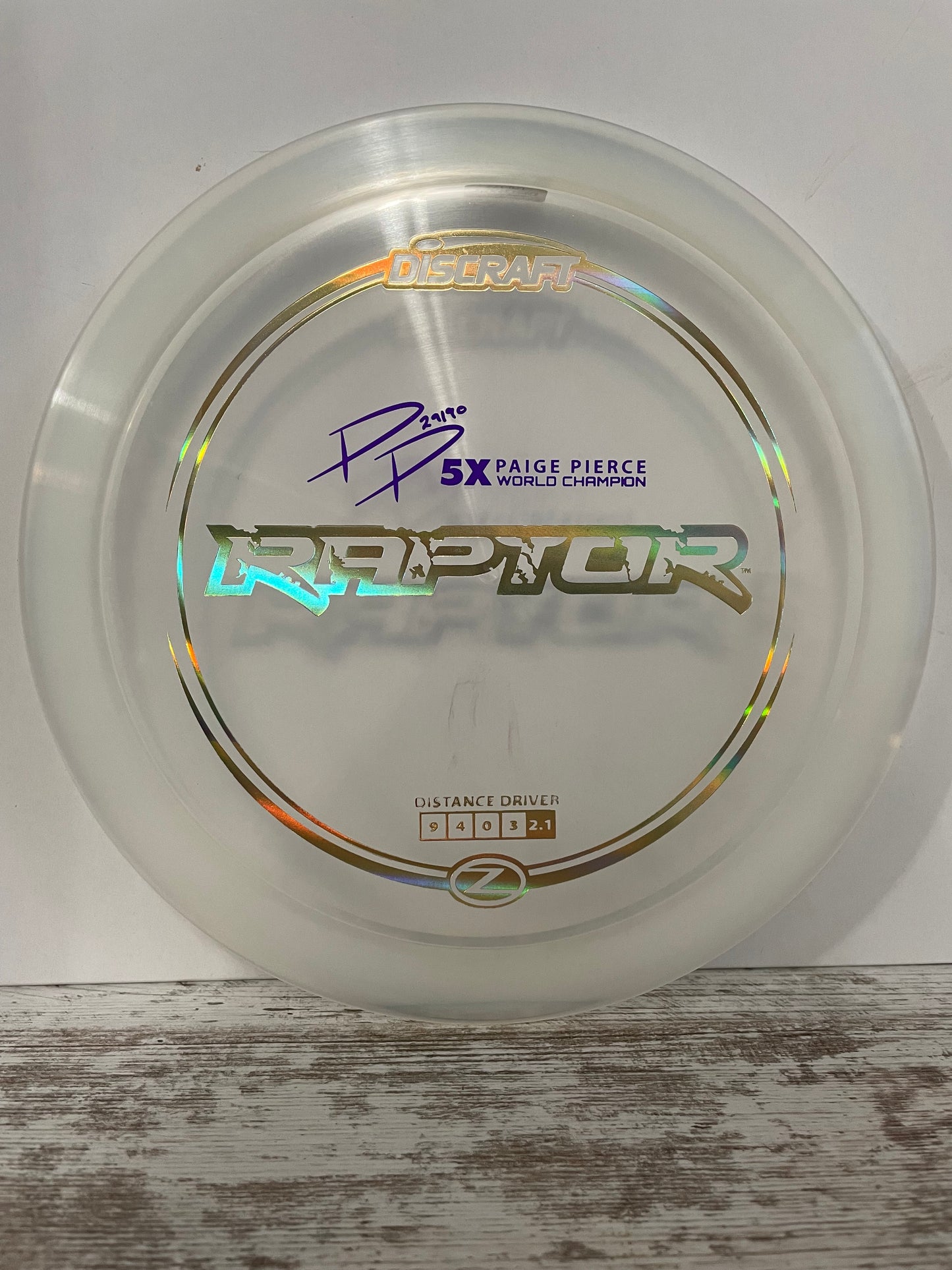 Discraft Raptor Z Line Clear 171g Distance Driver
