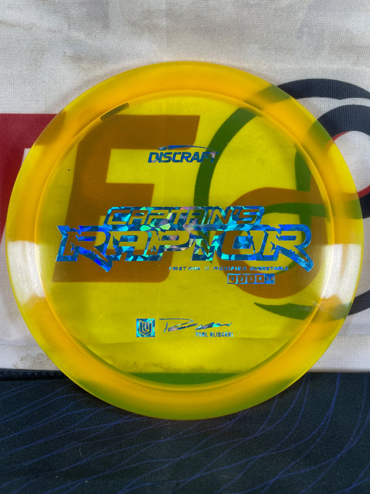 Discraft Captain's Raptor Ulibarri Special Z Yellow w/ Blue Shatter Foil 174g First Run Distance Driver