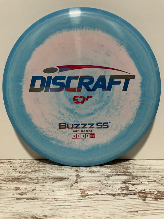 Discraft Buzzz SS ESP 171g Blue Swirl w/ Red-Silver-Blue Foil Midrange