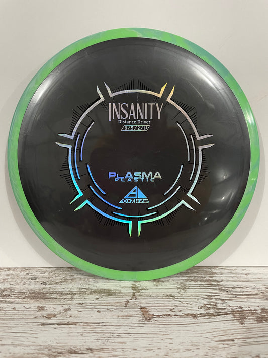 Axiom Insanity Plasma 168g Black w/ Green Swirl Rim Distance Driver
