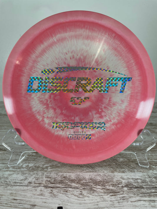 Discraft Raptor ESP 173g Pink Swirl w/ Rainbow Hologram Foil Distance Driver