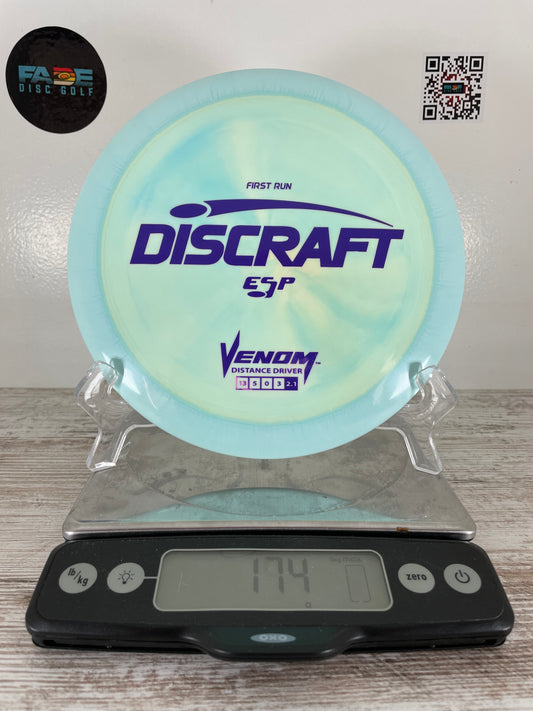 Discraft Venom First Run ESP Blue Swirl w/ Purple Foil 174g Distance Driver