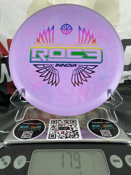 Innova Roc3 Pro Color Glow Purple w/ Rainbow Foil 179g Tour Series Midrange