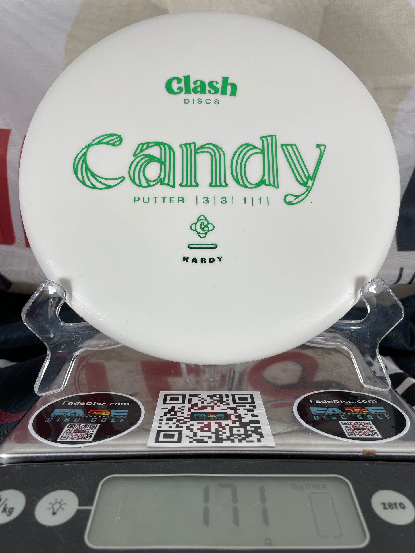 Clash Candy Hardy 171g White w/ Green Foil Putter