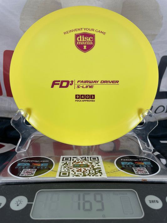Discmania FD3 S-Line 169g Yellow w/ Red Foil Fairway Driver