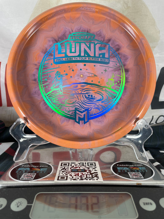 Discraft Luna 172g Orange-Purple Swirl w/ Blue Foil "Moonman" McBeth Tour Series Bottom Stamp Putter