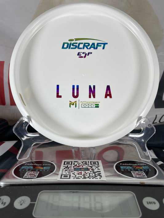 Discraft Luna ESP 176g White w/ Rainbow Foil McBeth Bottom Stamp Putter