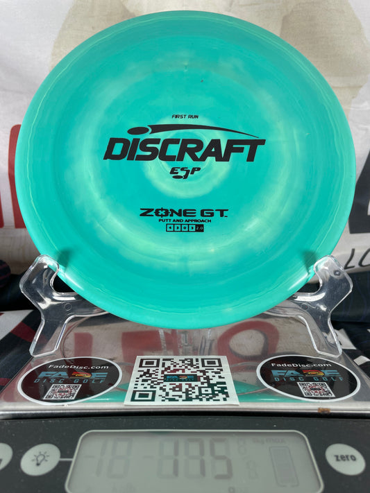Discraft Zone GT First Run ESP Teal Swirl w/ Black Foil 175g Putter