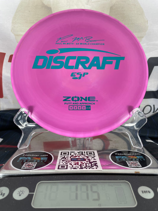 Discraft Zone McBeth ESP 175g Pink-Purple w/ Teal Foil Signature Series Putter