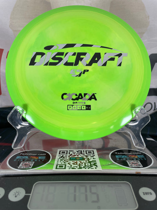 Discraft Cicada ESP Neon Green 175g Swirl w/ Black-Silver Stripe Foil Fairway Driver