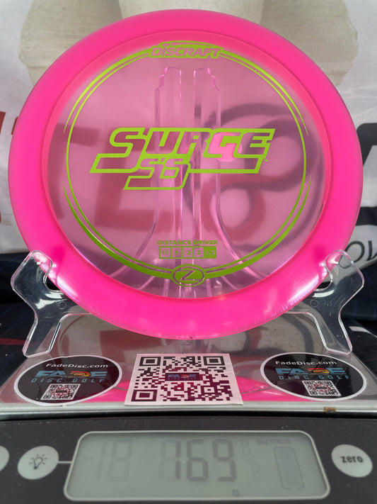 Discraft Surge SS Z Line 169g Pink w/ Green Foil Distance Driver