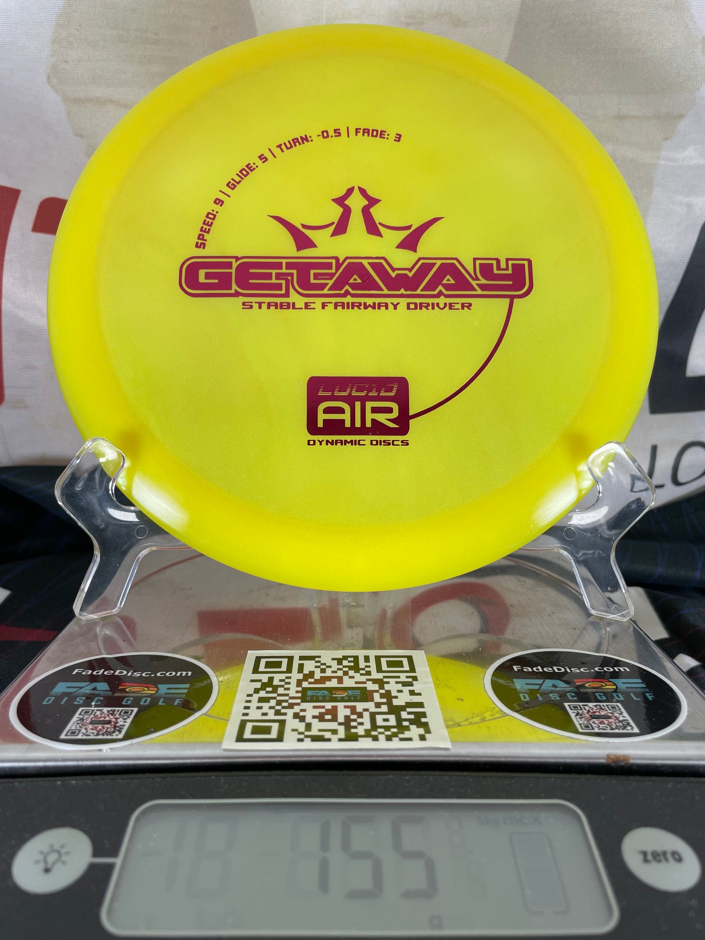 Dynamic Discs Getaway Lucid Air 155g Yellow w/ Red Foil Distance Driver