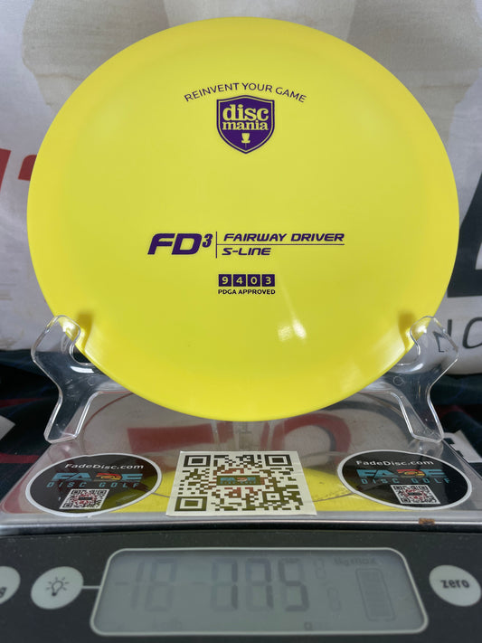 Discmania FD3 S-Line 175g Yellow w/ Purple Foil Fairway Driver