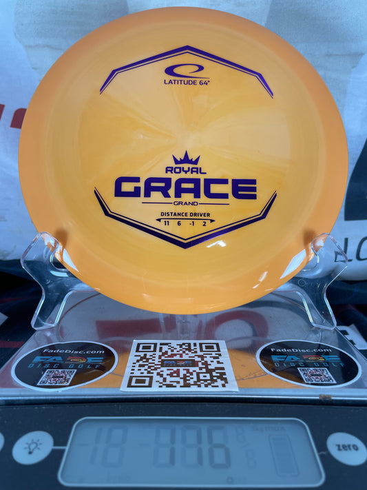 Latitude 64 Grace Royal Grand 176g Orange Swirl w/ Purple Foil Distance Driver