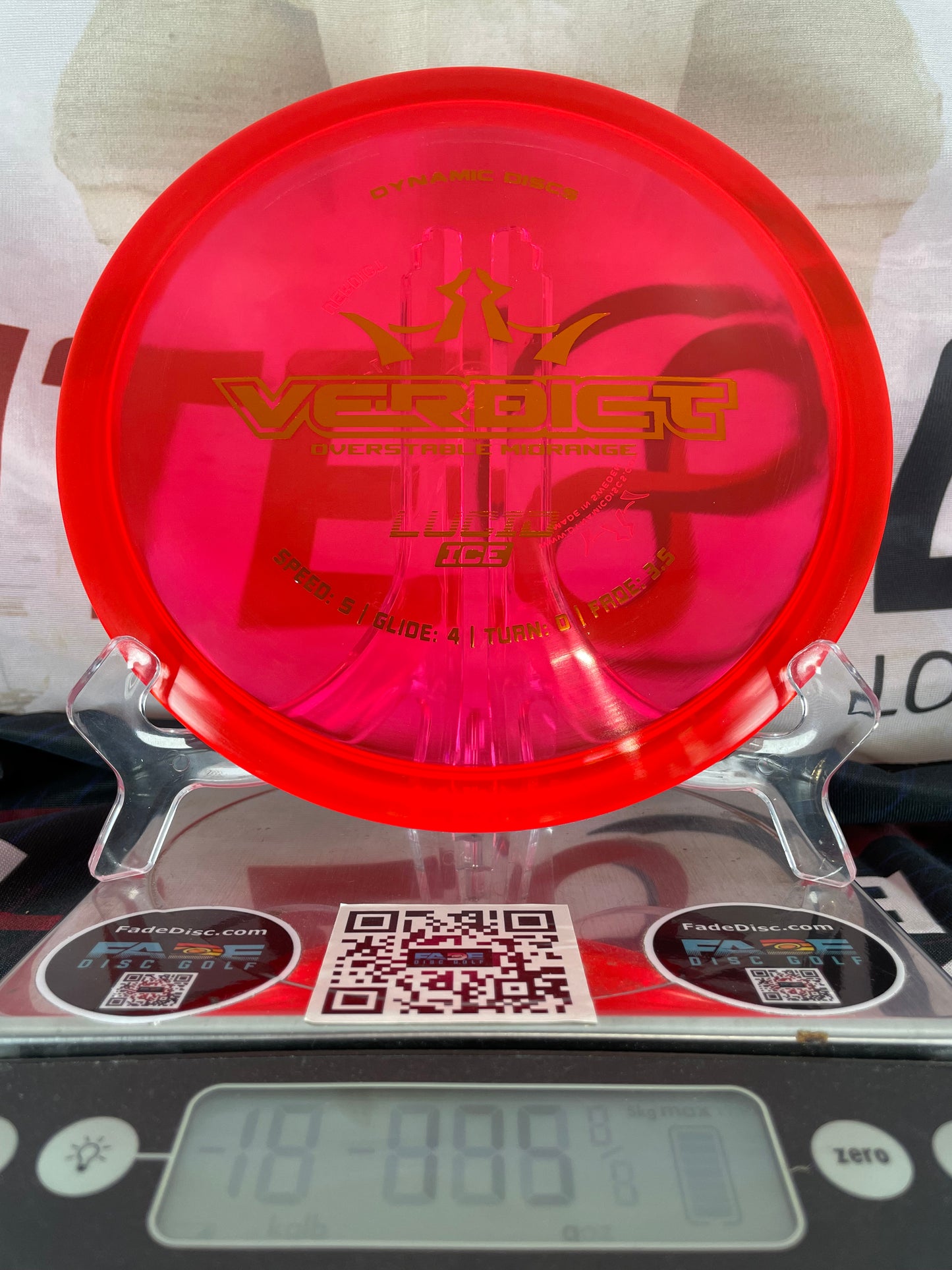 Dynamic Discs Verdict Lucid Ice 175g Red w/ Gold Foil Midrange