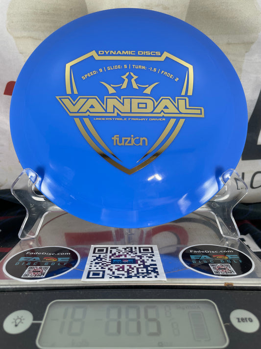Dynamic Discs Vandal Fuzion 175g Blue w/ Gold Foil Distance Driver