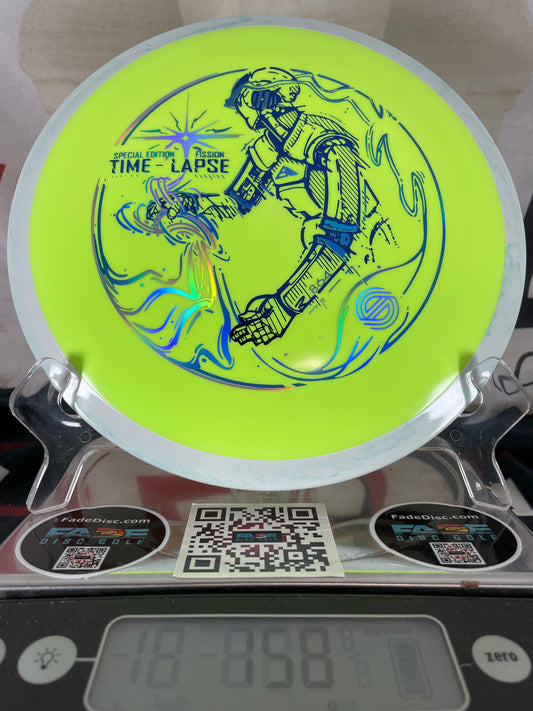 Axiom Time Lapse Fission 158g Neon Green w/ Blue Rim Simonline Special Edition Distance Driver