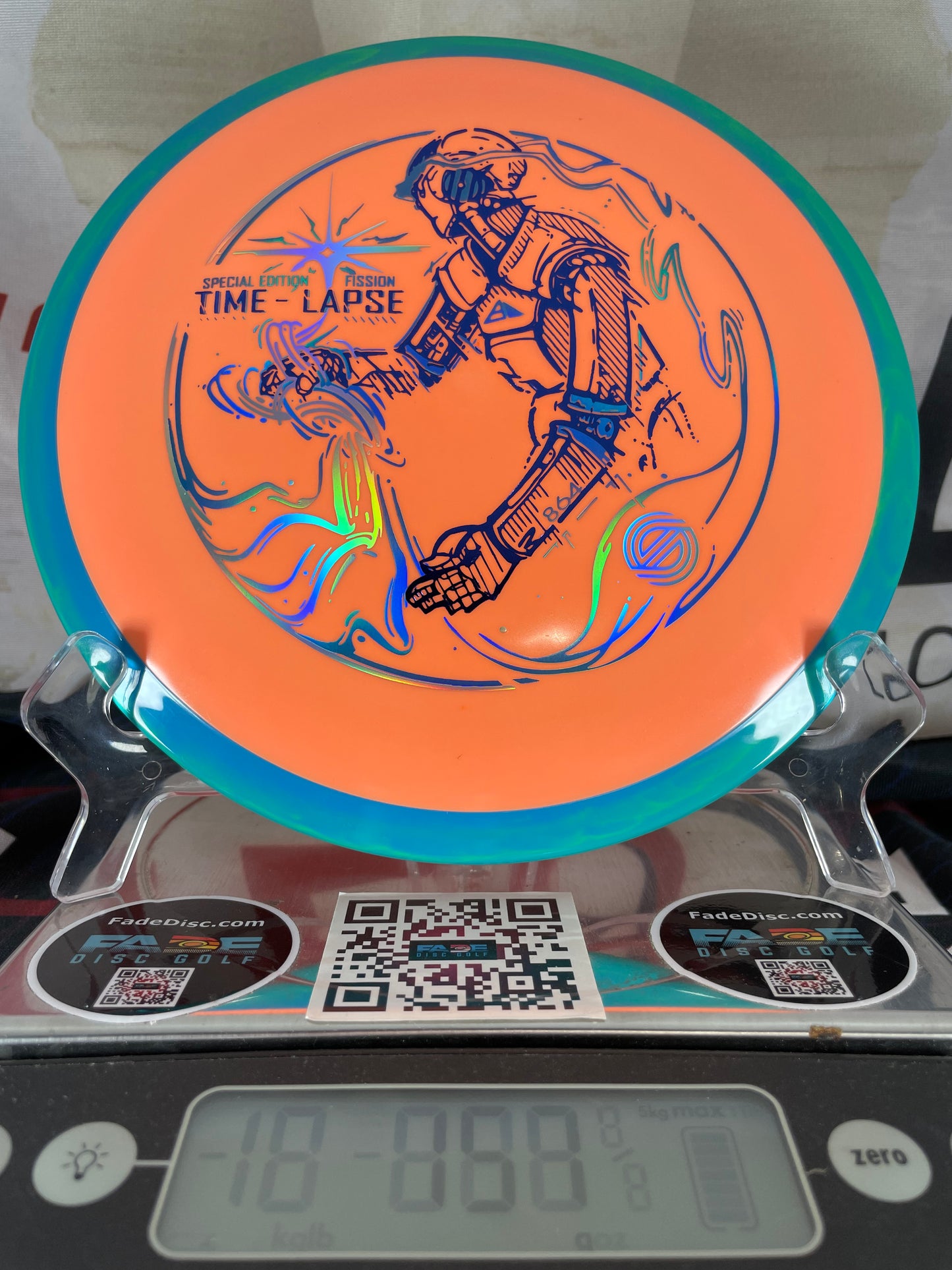 Axiom Time Lapse Fission 157g Orange w/ Green Rim Simonline Special Edition Distance Driver