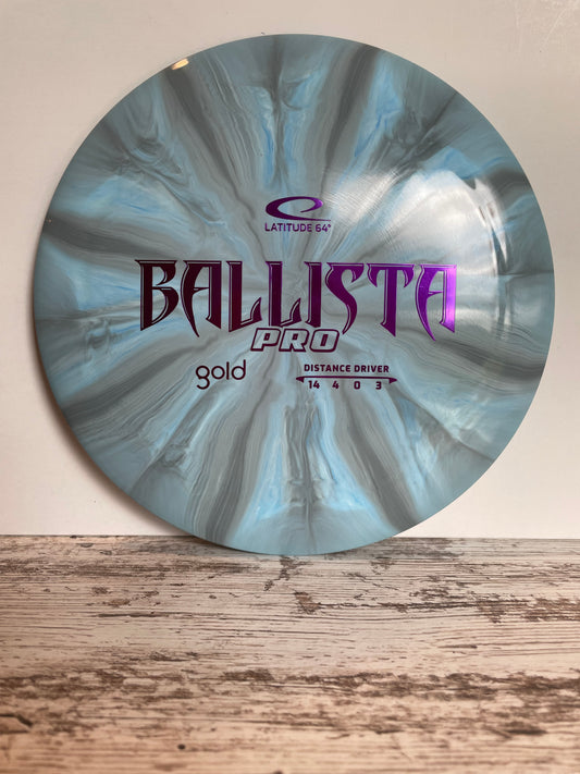 Latitude 64 Ballista Pro Gold Distance Driver Burst Light Blue-Gray Swirl 176g
